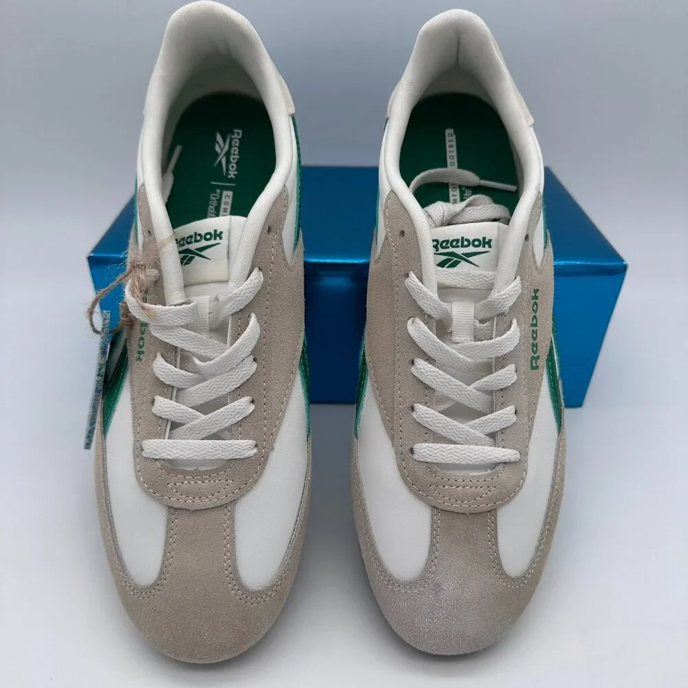 Reebok Men's Fiori Casual Retro White Ortholite Sneaker, Size 10.5,‎ Green/White